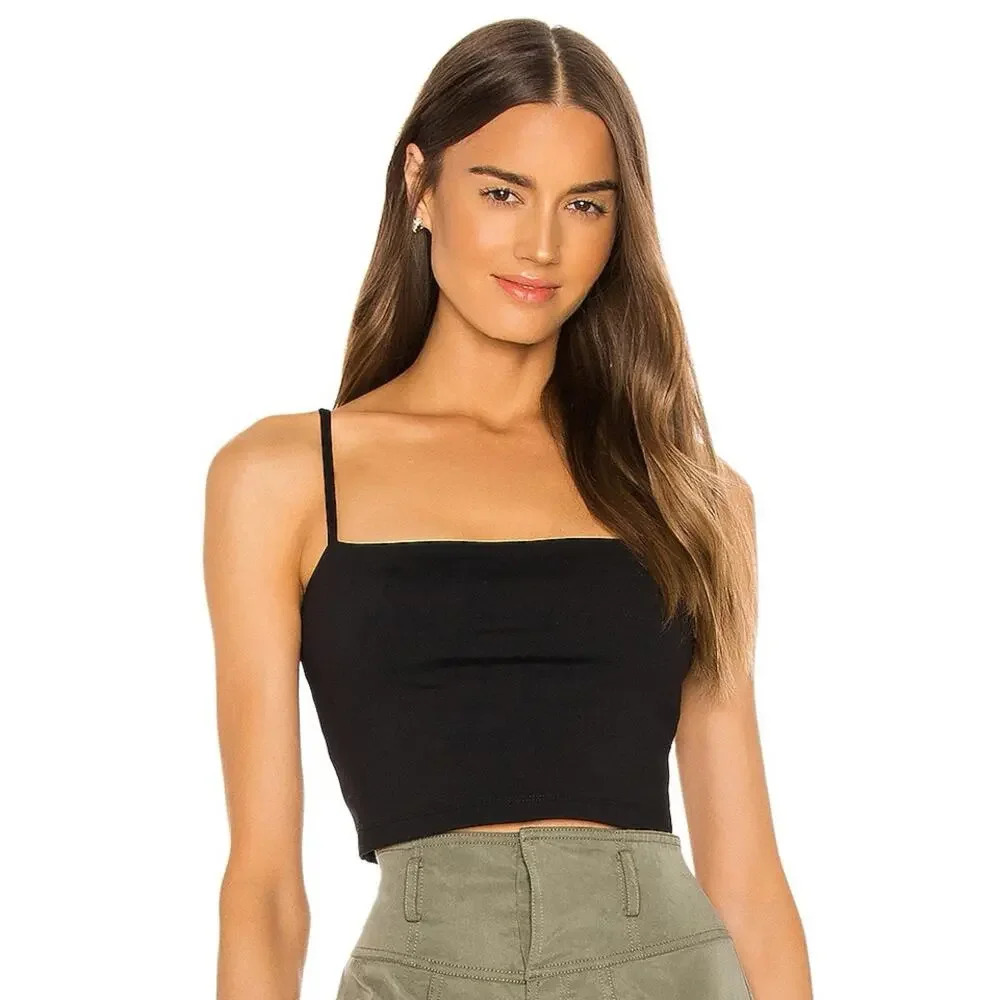 Susana Monaco Black Square Neck Tank Top